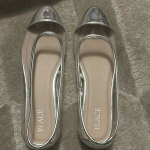 Girls silver and clear ballet flats, never been worn
